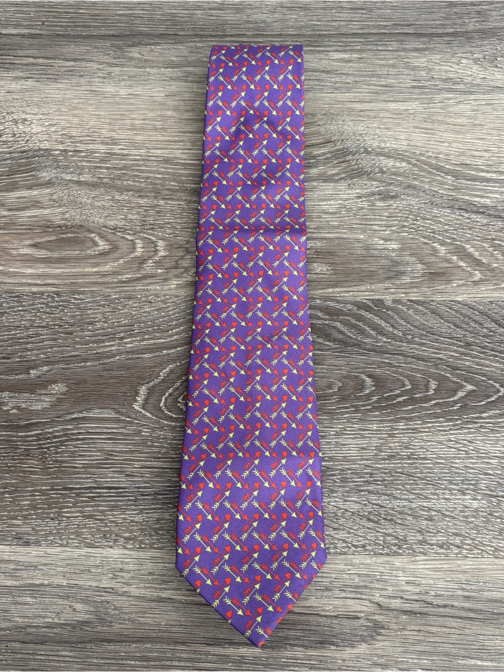 Etro Milano 100% Silk Purple Arrow Patterned Men's Tie